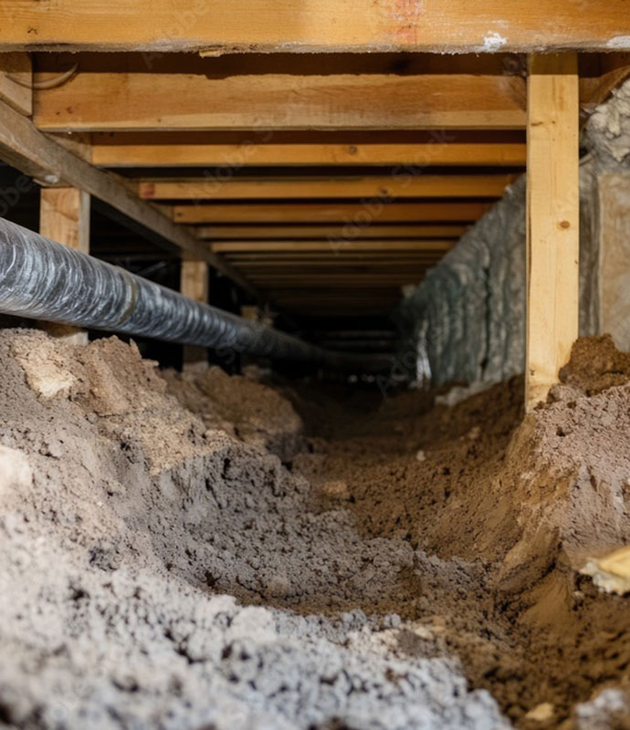 crawl space with duct work